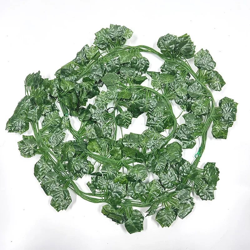 2.2M Artificial Plant Green Ivy Leaf Garland Silk Wall Hanging Vine Home Garden Decoration Wedding Party DIY Fake Wreath Leaves