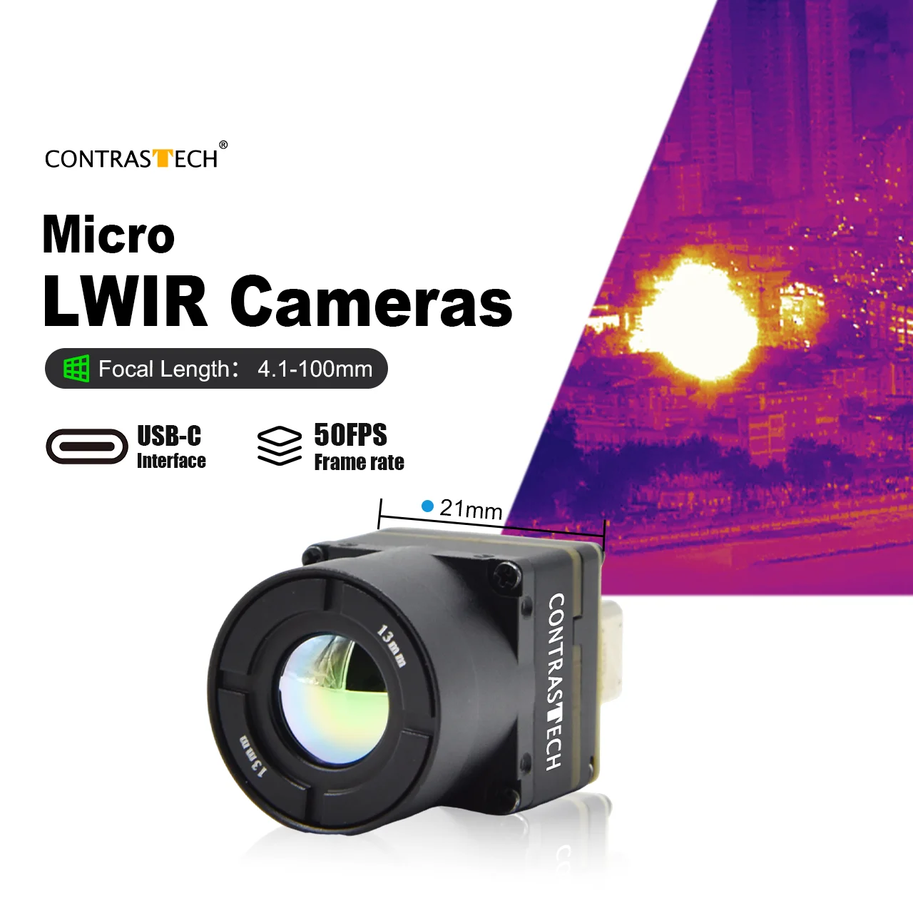 2026 High Performance Uncooled LWIR Infrared 640x512 12μm 13mm 19mm Lens Analog Thermal Imaging Camera Module