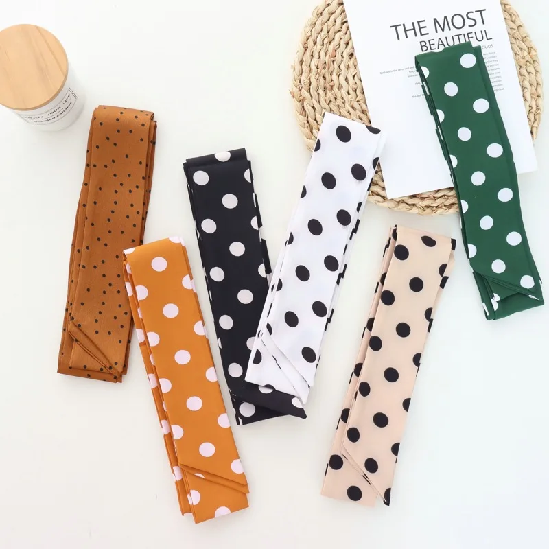 

2025 Polka Dot Decorative Thin Long Narrow Silk Scarf for Women All-Match Ribbon Fashionable Ribbon Super Long Belt Retro Scarf