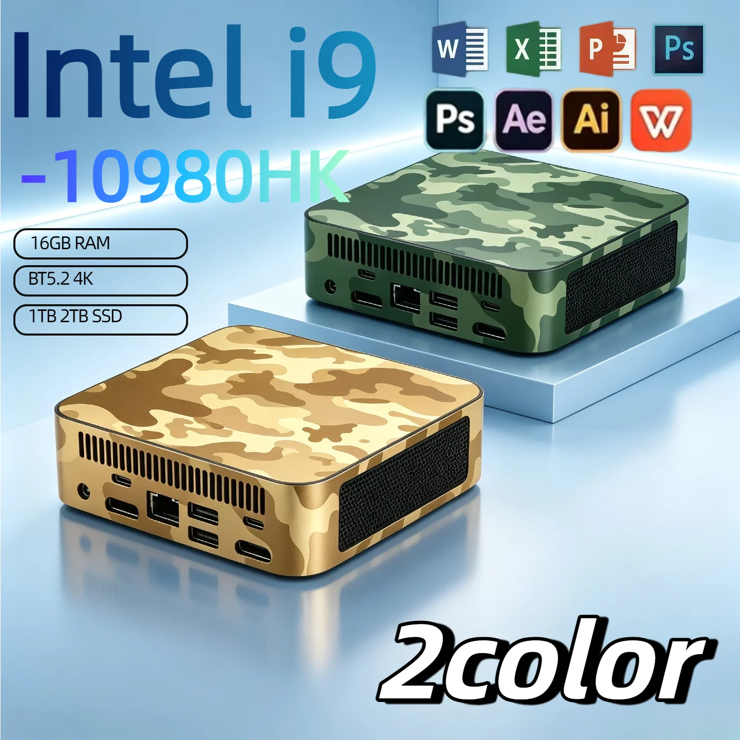 Intel Core i9 10980HK Mini PC Gaming  16GB RAM M.2 SSD 1TB  Portable Computer BT5.2 WiFi6 Office Gamer PC