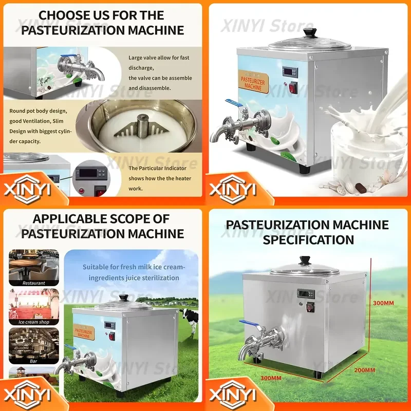 for Small Scale Fresh Milk Pasteurizer Commercial Milk and Goat Milk Pasteurizer Home Use Juice Sterilizer 14L
