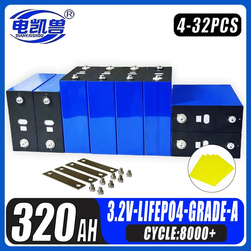 

4-32 шт. 3,2 В 320 Ач Lifepo4 аккумуляторная батарея литий-железо-фосфатная дорожная солнечная батарея для кемперов на колесах 12 В 24 В батареи класса a