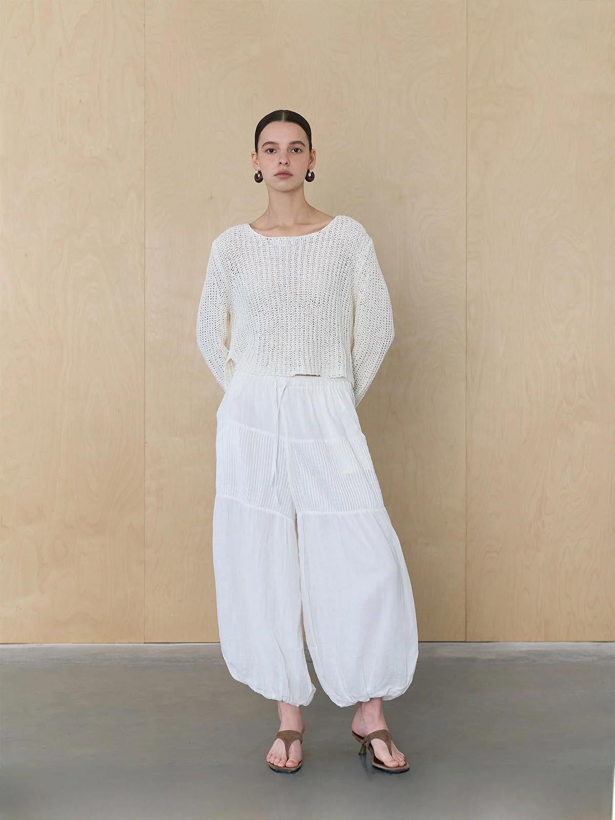 

SOFOON Breathable Sun Protection Knitted Long Sleeve round Neck Hollow out Sweater Polyester Cotton Blend Comfortable Commute...