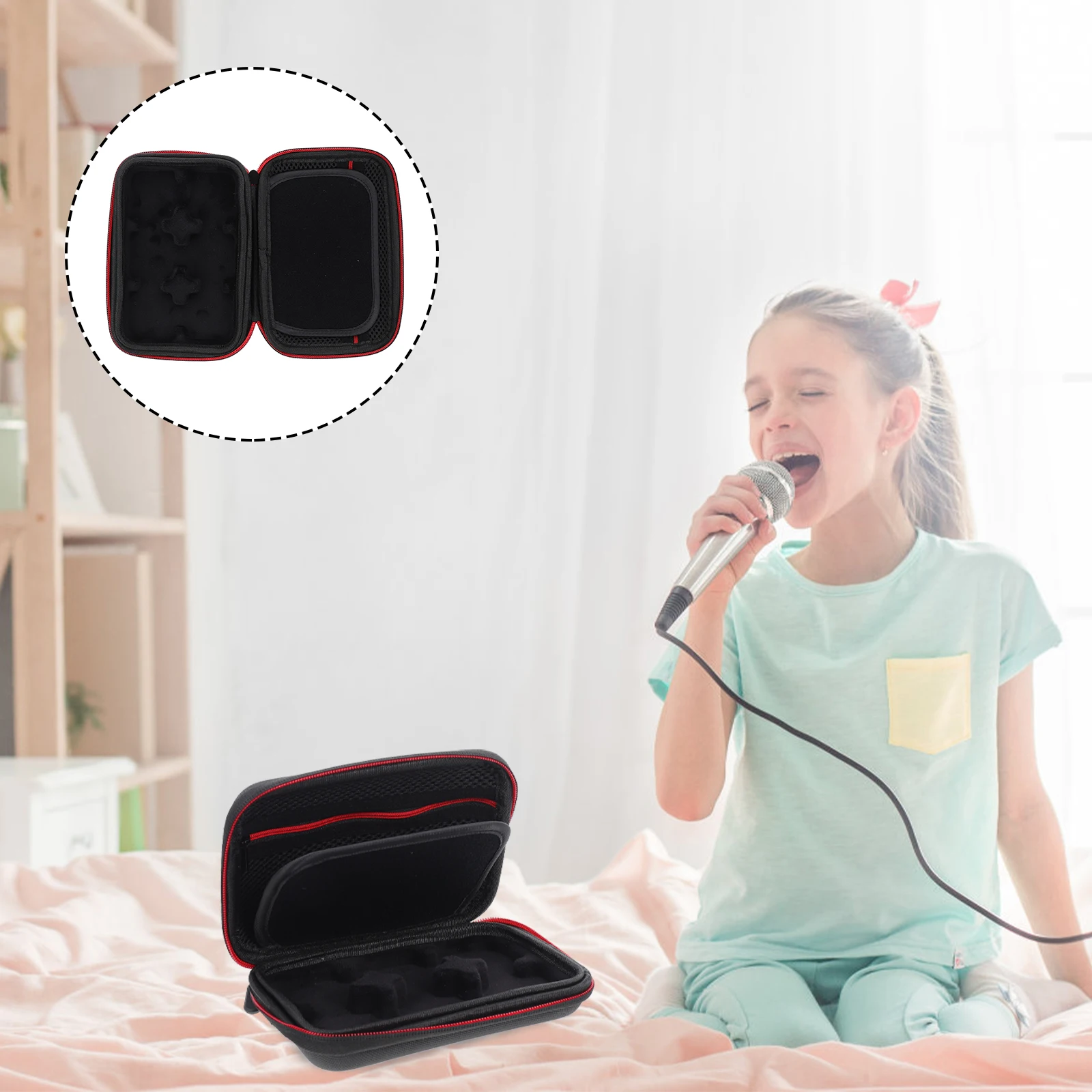 

Wireless Mic Carrying Case Compatible Scratch Shocks Sunlight Dust Resistant Small Lightweight Wireless Mic Carrying Case