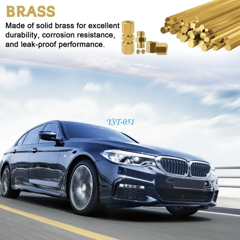 

E15A Flareless Brass Brake Line Connectors 4.76mm Highly temperature Resistance Double Thread