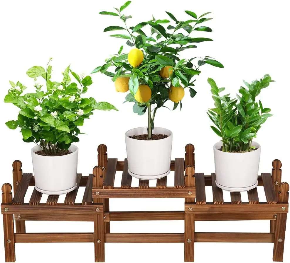 

Wooden plant stand indoor and outdoor small flower stand cute plant storage rack, suitable for window corner balcony garden