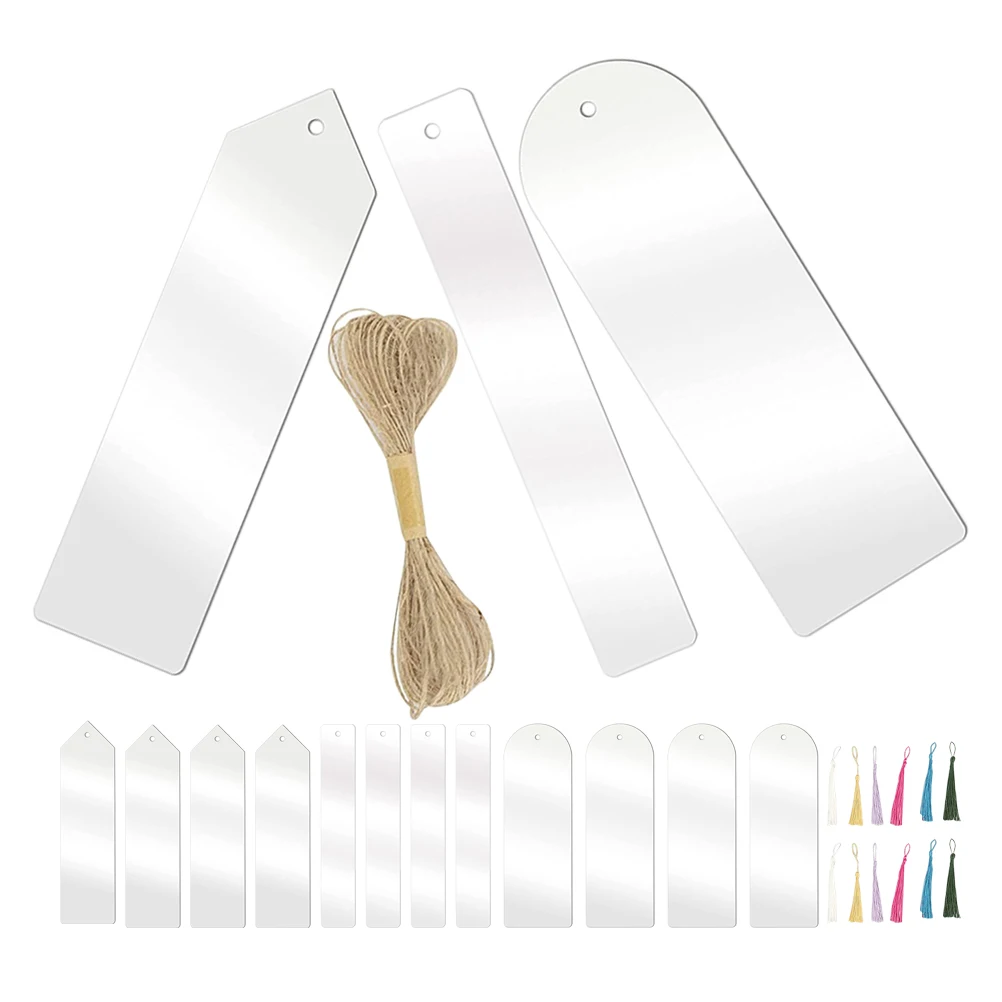 

1 set Acrylic Blank Acrylic Bookmark For Decor Tassel Tags for DIY Crafting Unpainted Transparent Bookmark Set Student Supplies