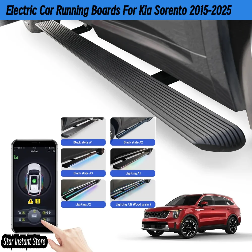 

Автоматические выдвижные подножки для Kia Sorento 2015-2025, электрические боковые ступеньки со светодиодной подсветкой, противоскользящая педаль