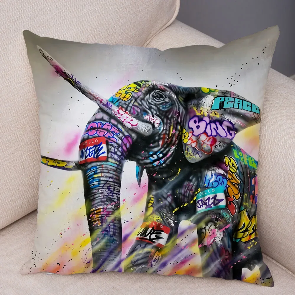 Abstract Street Art Animal Print Cushion Cover, Soft & Comfortable, Sofa Bedroom Car Pillowcase