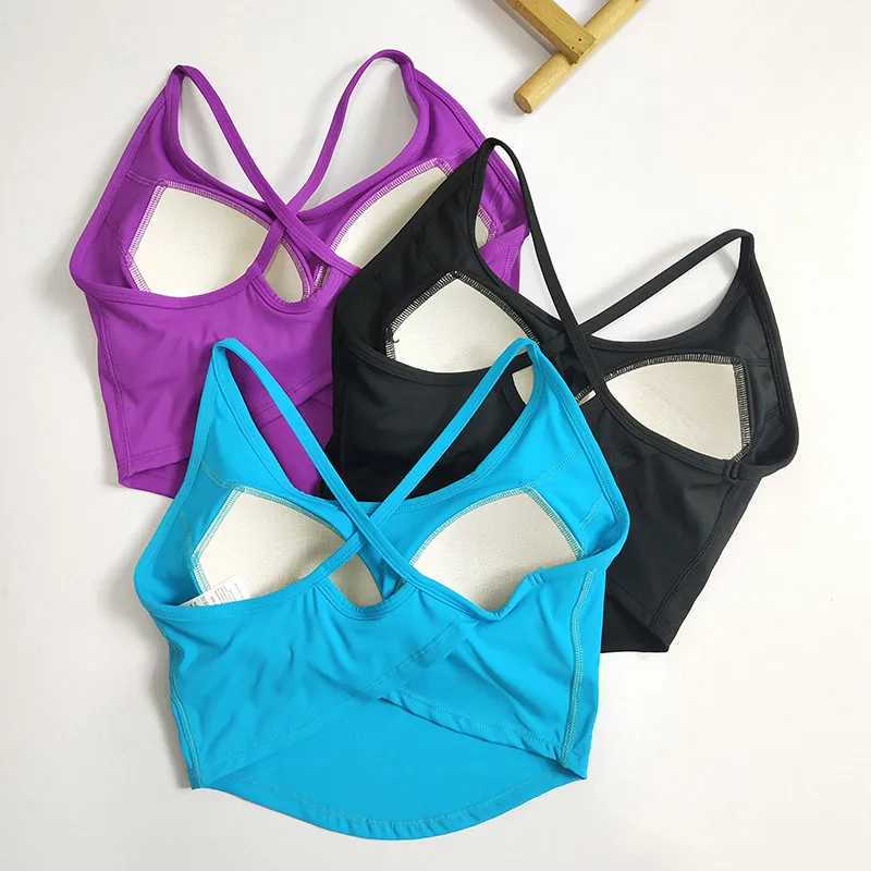 Women's Seamless Yoga Sports Bra - Criss Cross Back, No Cup Shifting, Sexy Pilates Workout Tank Top