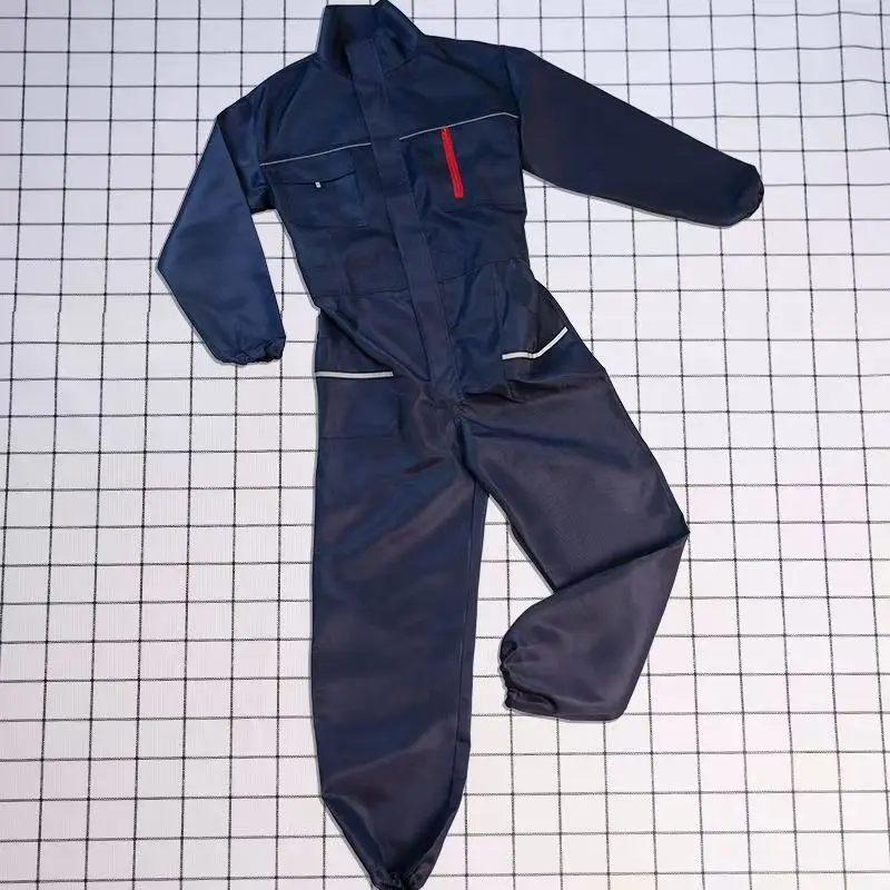 Men's One Piece Coverall Workwear, Reflective Strap Jumpsuit, Protective Overall for Factory Workshop Maintenance