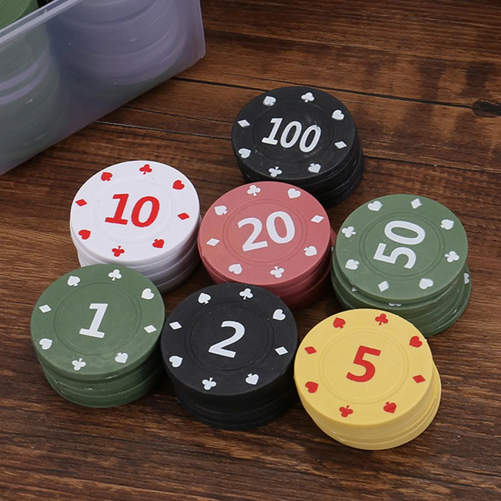 Poker Chips With Numbers 100 Pieces Colored Game Accessory With Storage Box Game Poker Chips For Home Travel Night Tournaments