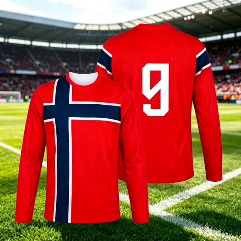2026 New Norway Number 9 Football Team Jersey 3D Printed Long-Sleeved T-Shirt Top Streetwear Men's T-Shirts Training Suit