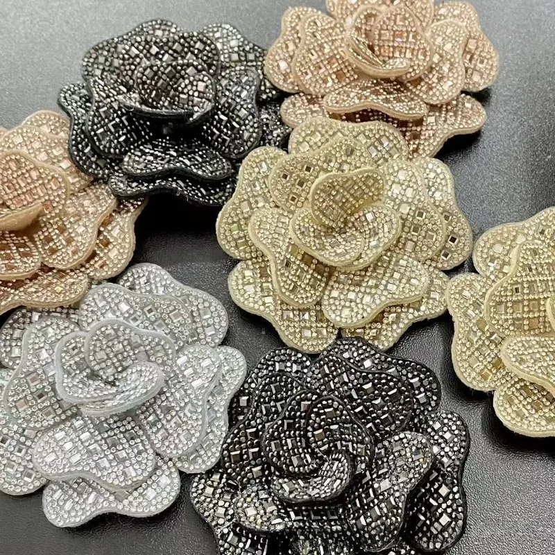 

7CM New Fashionable Three-dimensional Rhinestone Rose Brooch for Women Jewelry Accessory Pin Wedding Banquet Party Gift Corsage