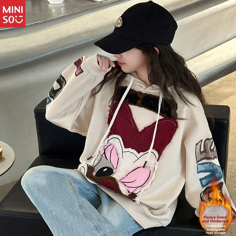 

Disney Big Girls' Fleece Hoodie 2025 | Cartoon Print Winter Pullover | Plush & Warm Top