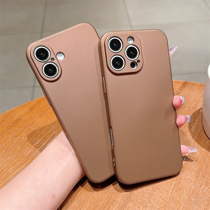 Solid Color Liquid Silicone Camera Protection Case For iPhone 16 15 14 13 12 Mini 11 Pro Max 16 Plus Matte Shockproof Soft Cover