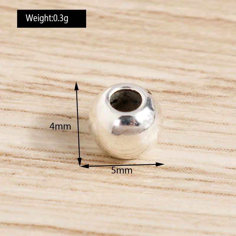 Tusember 50 Stück 5mm CCB Silberfarbene Lose Abstandsperlen für Schmuckherstellung DIY Armbänder Halsketten Bastelzubehör – Detail 1