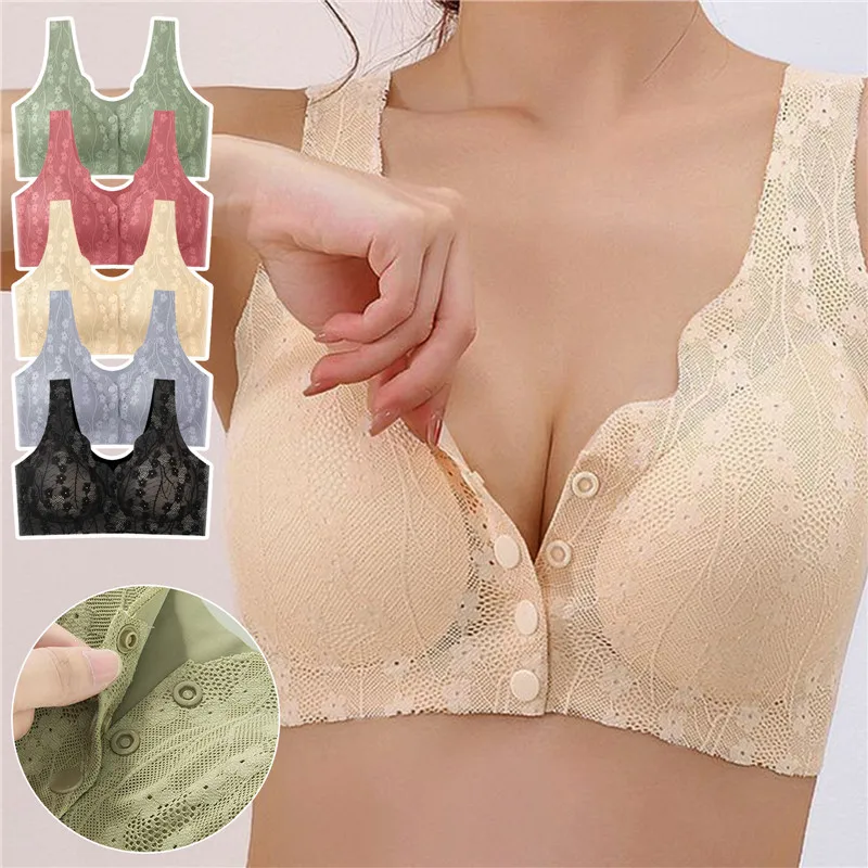 Soft Cups Before The Button Large Size Underwear Breathable Women Without Steel Ring Tank Top Lace Large Size Bra For Women