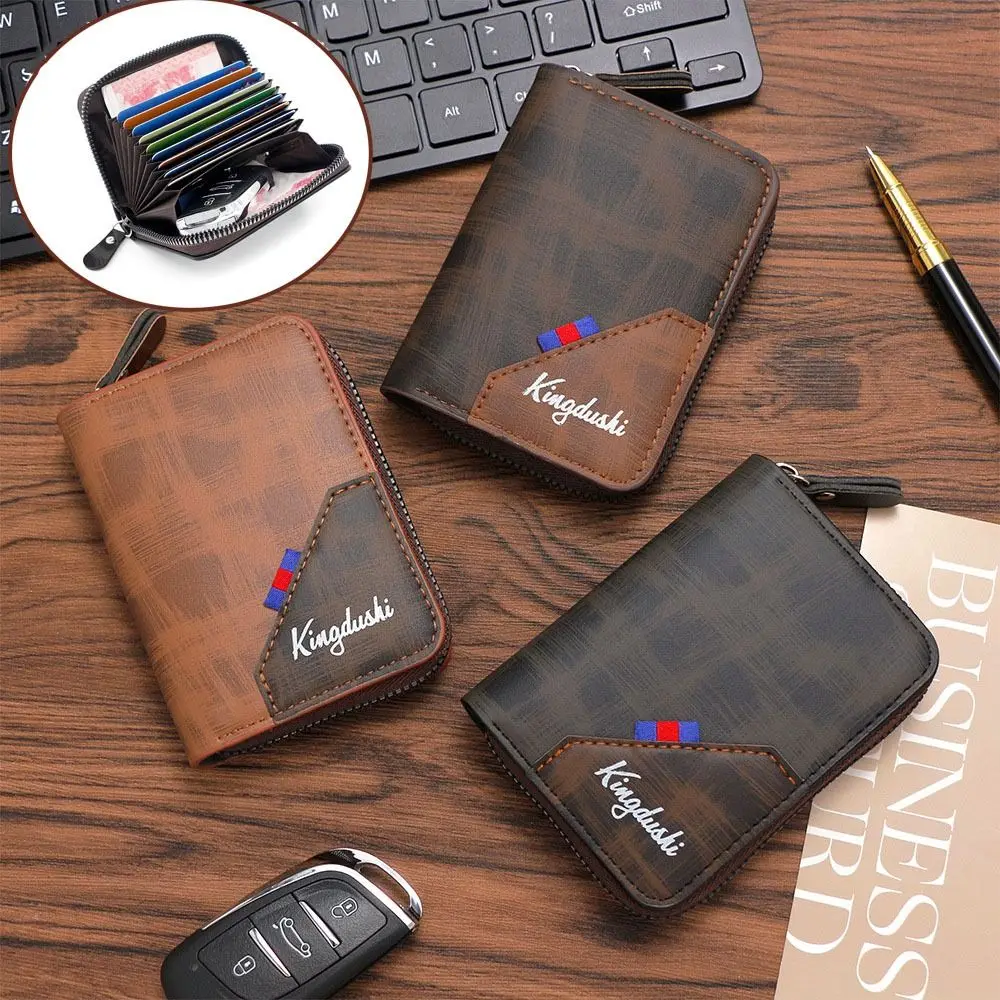 بو الجلود قصيرة سستة المحفظة 11 بطاقات سليم حامل صغير متجمد محفظة حامل مقاوم للماء المرقعة الرجال محفظة نسائية للعملات المعدنية الهدايا