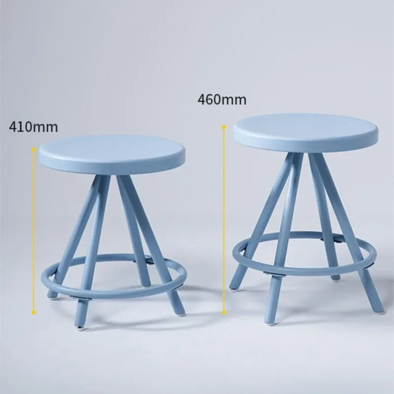 Round Stool Simple Internet Celebrity Pure Iron Dopamine Color Casual Low Stool Orange Green Blue White Yellow Dining Chair