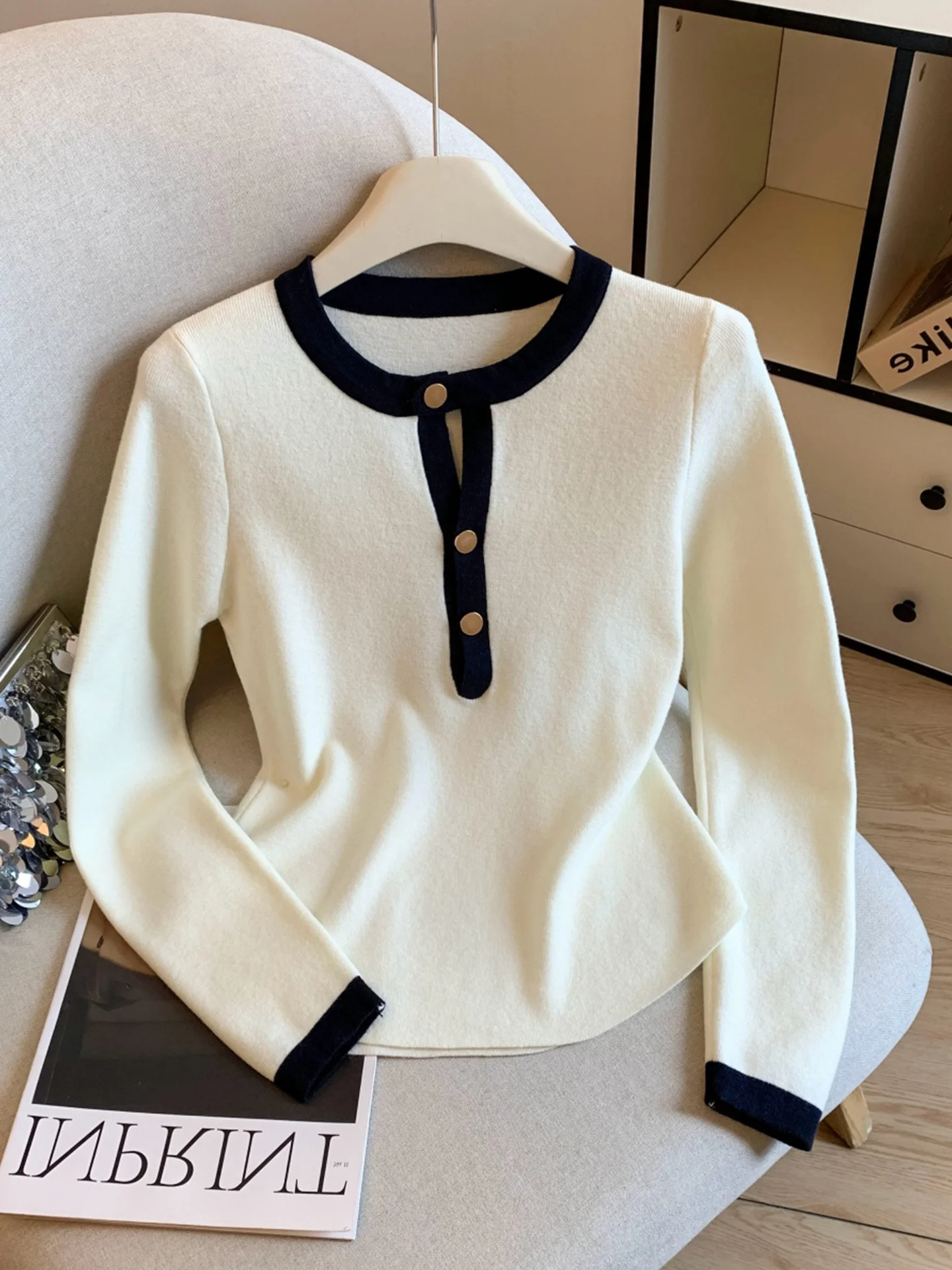 

Удобный женский шелковый топ с длинным рукавом и капюшоном из ледяного шелка, прямого кроя, в корейском стиле, с цветовыми блоками, Лето 2025