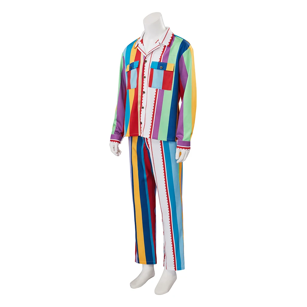 Dreamcosplay Außergewöhnliches Jizzlord Cosplay-Kostüm, inspirierte Regenbogenstreifen-Druck-Outfits, Herren-Halloween-Pyjama-Anzug