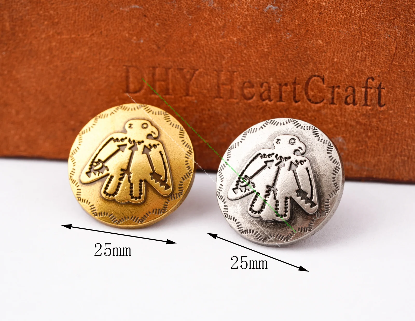 10pcs 25mm Vintage Silver Ethnic Southeast Indian Art Sun Thunder Bird Leathercraft Belt Jewelry Concho Button Screwback