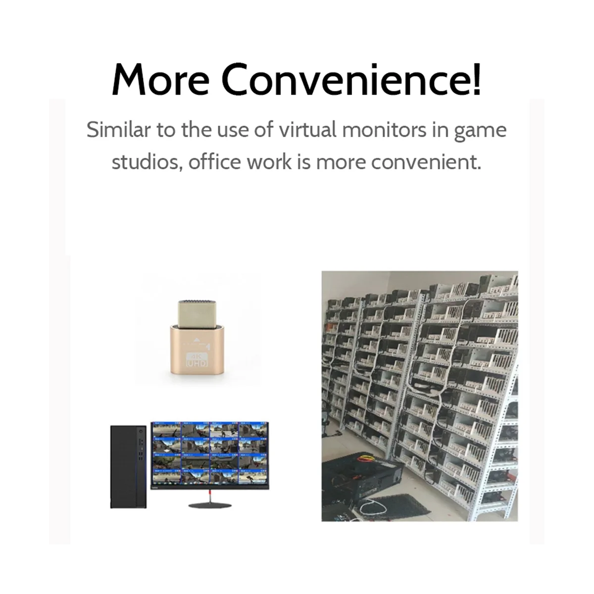 HDMI-Compatible 4K Dummy Plug with LED Light for Graphics Cards, PC Accessories,Desktop/Laptop Vistual Display Adapter C