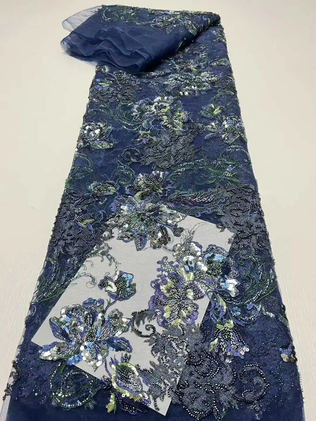 2025년 신상 핫세일 비즈와 스팽글이 있는 튤 레이스 원단, 고급 웨딩 파티 신부 의상 제작용 아프리카 프랑스 나이지리아 스타일