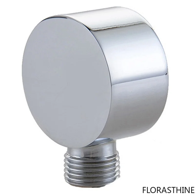 Hot Wall Supply Elbow, Brass Round Wall Mount Shower Connector Hose Accessories G1/2 Inch Water Outlet for Shower