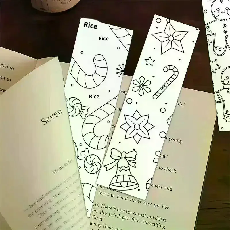 32Pcs Christmas Cartoon Bookmarks Minimalist DIY Line Filling Blank Bookmark Decorative Page Markers Gift For Book Lover