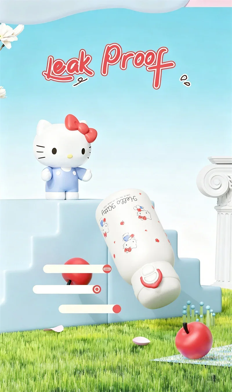 X&W Hello Kitty Theme Insulated Cup 316 Stainless Steel Girl Cute Straw Cups Portable Outdoor Travel Vaccum Flask Perfect Gift