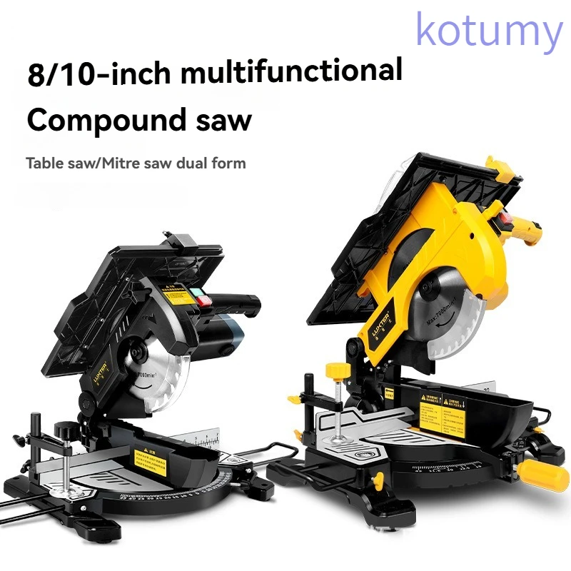 8/10-Inch Dual Bevel Sliding Compound Miter Saw, 3-in-1 Multi-Function Woodworking Aluminum Cutter with Table Saw Extension