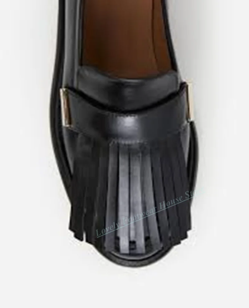 

New Style Fringe Genuine Leather Men Single Shoes Slip On Male Round Toe Spring Autumn Black Party Wedding Shoes