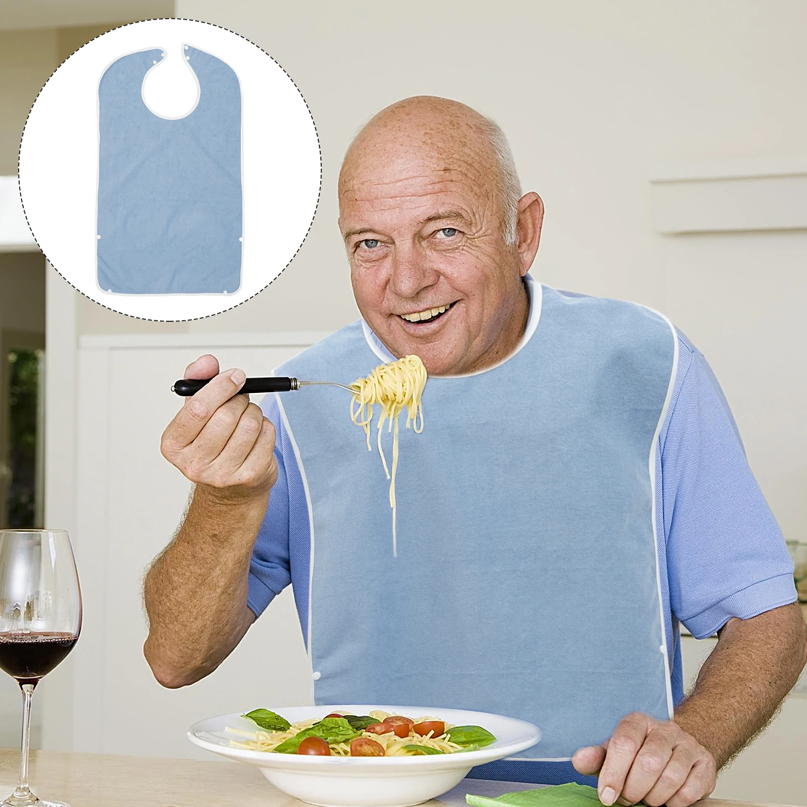 

Drool Bibs Waterproof Washable Cloth Protector Advanced for Elderly Saliva Towel Blue Man