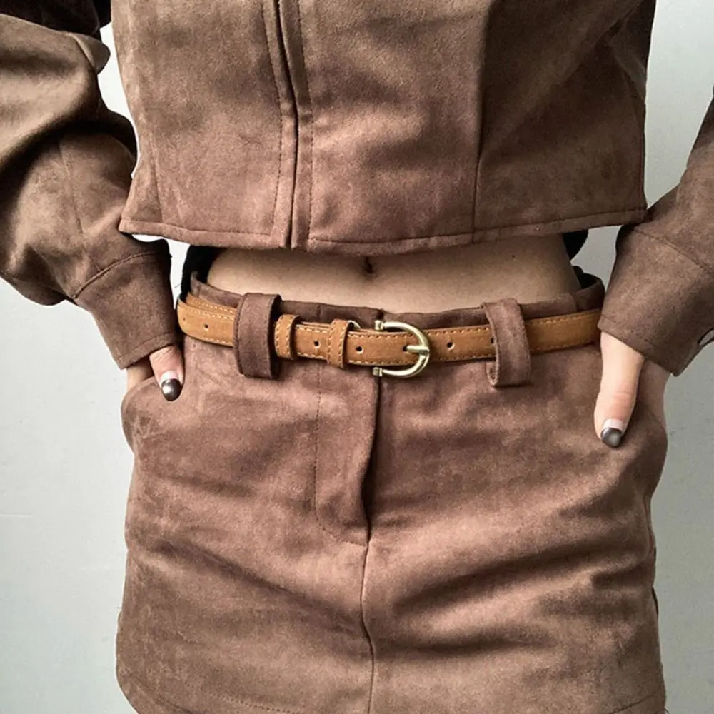 

Модный замшевый кожаный ремень с пряжкой, универсальный винтажный матовый пояс, роскошный дизайн, ретро-ремень для женщин, украшение для талии