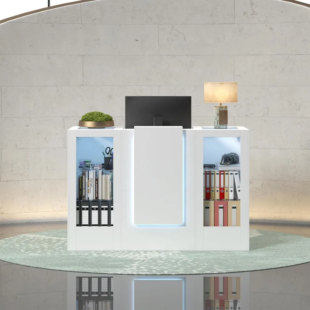 

Стойка регистрации со светодиодной подсветкой и подставкой для клавиатуры, стойка для розничной торговли со шкафом и стеклянными регулируемыми полками, столик для касса