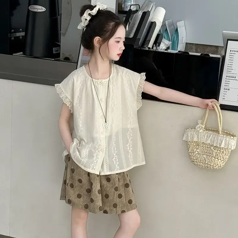 Summer Graphic Tee + Elastic Shorts Everyday Wear Girls 2 Piece Casual Set