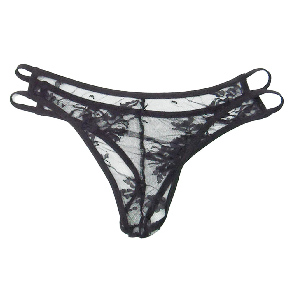 

Men Sexy Lace Rose Low Waist G-String Thong See Through Underwear Briefs Underpants Ultra Thin Panties Transparent Knickers