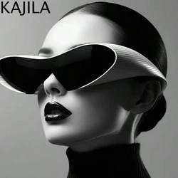 Oversized Cat Eye Punk One-Piece Futuristic Sunglasses Women 2026 Luxury Brand Y2K Sun Glasses For Ladies Retro 2000's Goggle