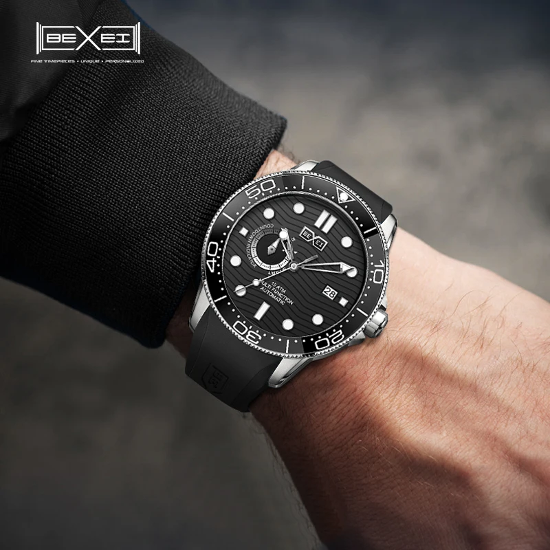 BEXEI  Automatic Mechanical ceramic diving  Watch for men 10ATM waterproof Japan MIYOTA 8217 Movement  luxury Wrist watch 9087