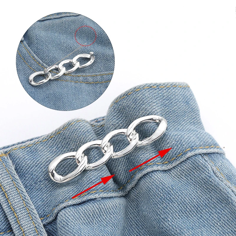 Pinzas desmontables simples para pantalones, hebilla de cintura ajustable, botón de alfileres de Metal sin clavos, tensor de cintura para Jeans para niñas