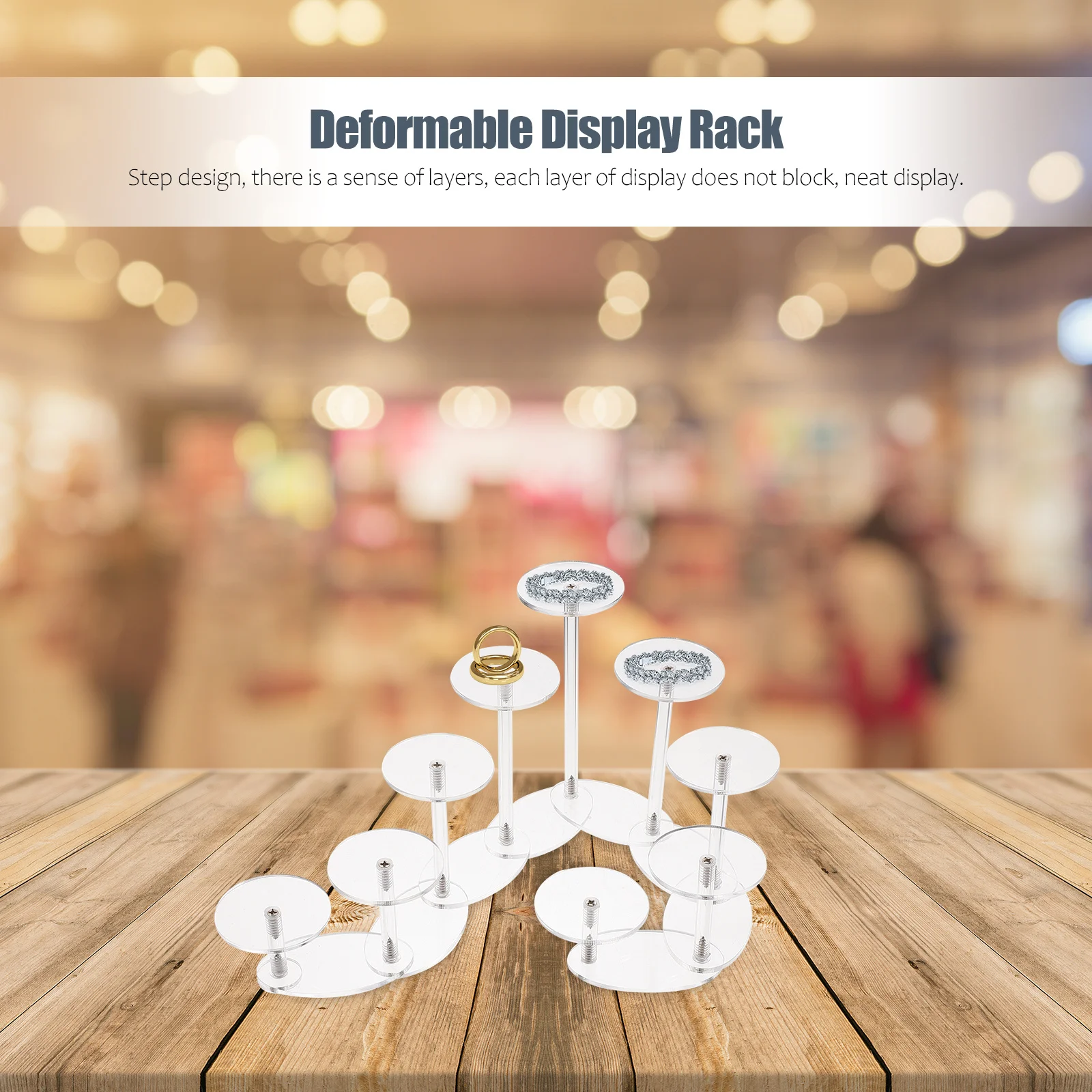 

1 шт. акриловая стойка для демонстрации ювелирных изделий 9-слойный шаговый деформируемый органайзер для хранения ожерелья, кольца, браслета, стеллаж для выставки товаров ювелирных изделий