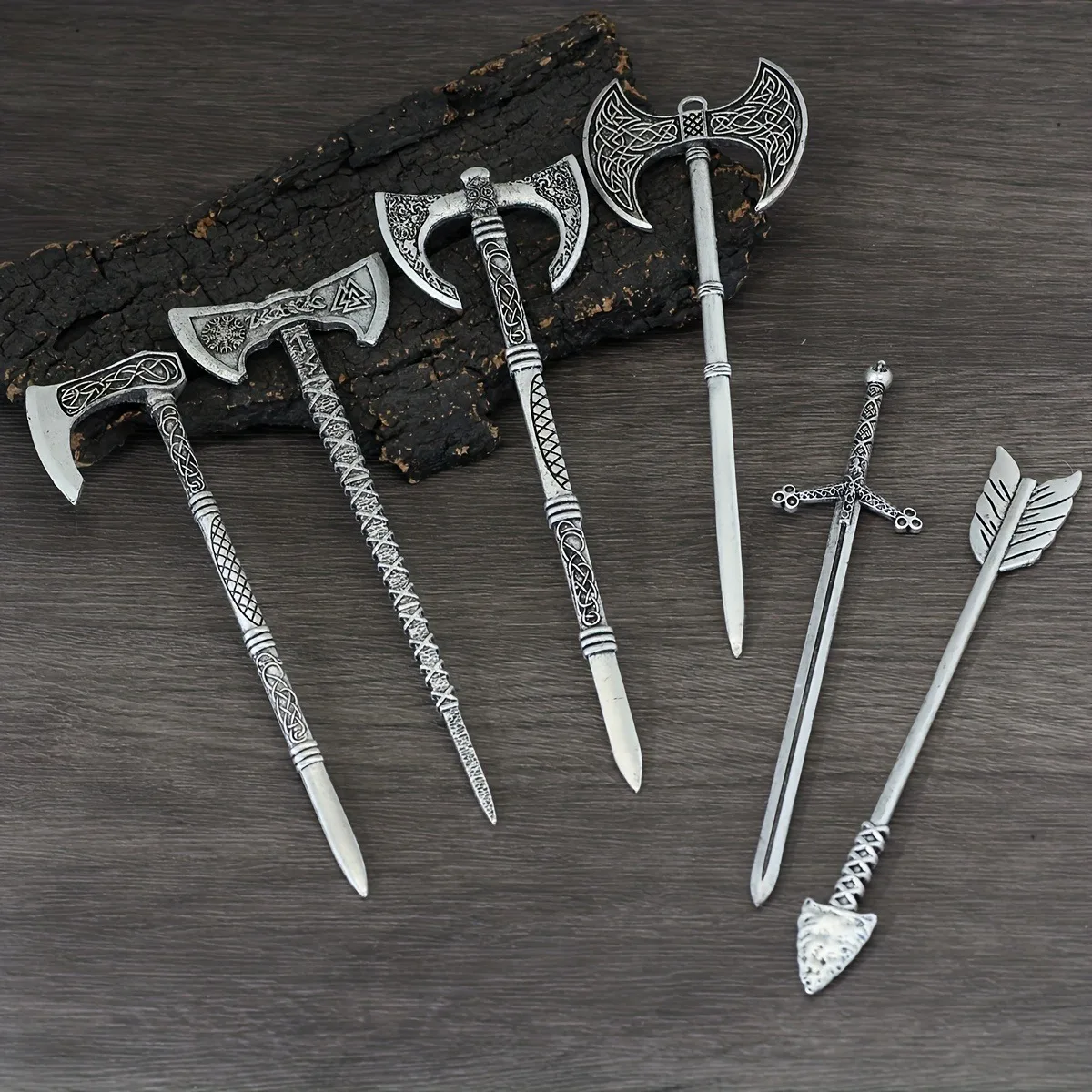 Retro Viking Hair Stick Men's And Women's Gothic Punk Nordic Divine Sword Hair Clip Mythical Jewelry Braiding Style Gift