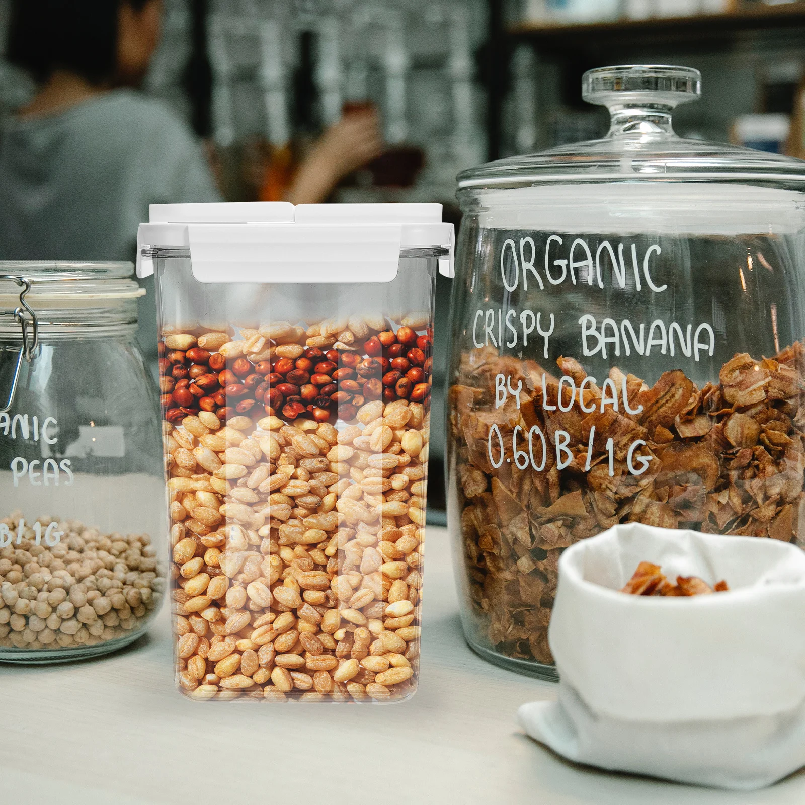 

Sturdy Large Capacity Storage Jar for Grains Dried Fruit Tea Flour Airtight Containers with Lids Clear Design Home Kitchen Use