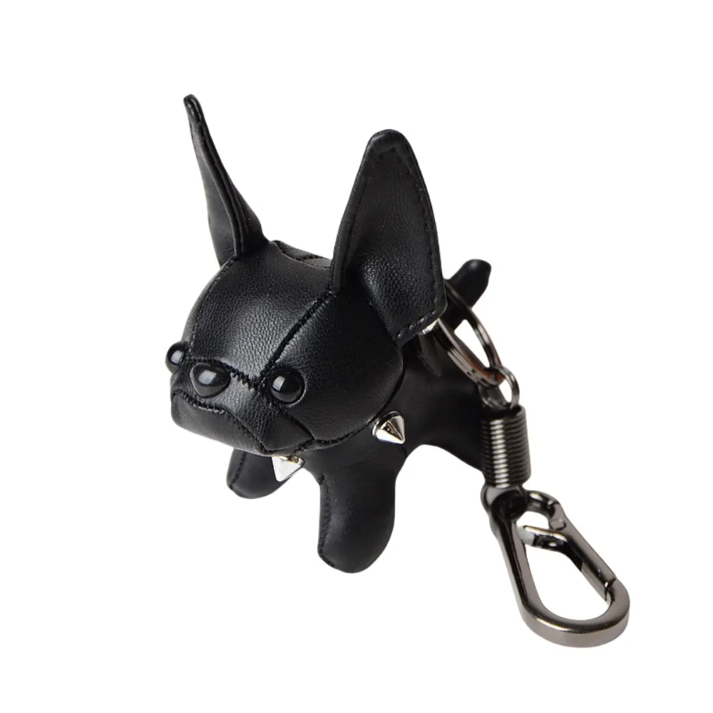 Fashion Cute Chubby Leather Keychain Cartoon Charm Dog Pendant French Bulldog Exquisite Dog Friend