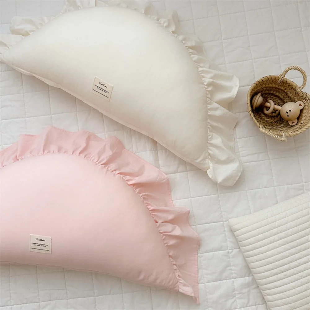 Cotton Bedside Backrest Pillow Ruffle Dumpling Pillow Anti-Collision Cushion for Kids Bedroom Decor Throw Pillow