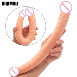 Overlength Double Dildos Soft Double Headed Penis Realistic Long Phallus Double Penetration Vagina and Anus Erotic Dick Sex Toys