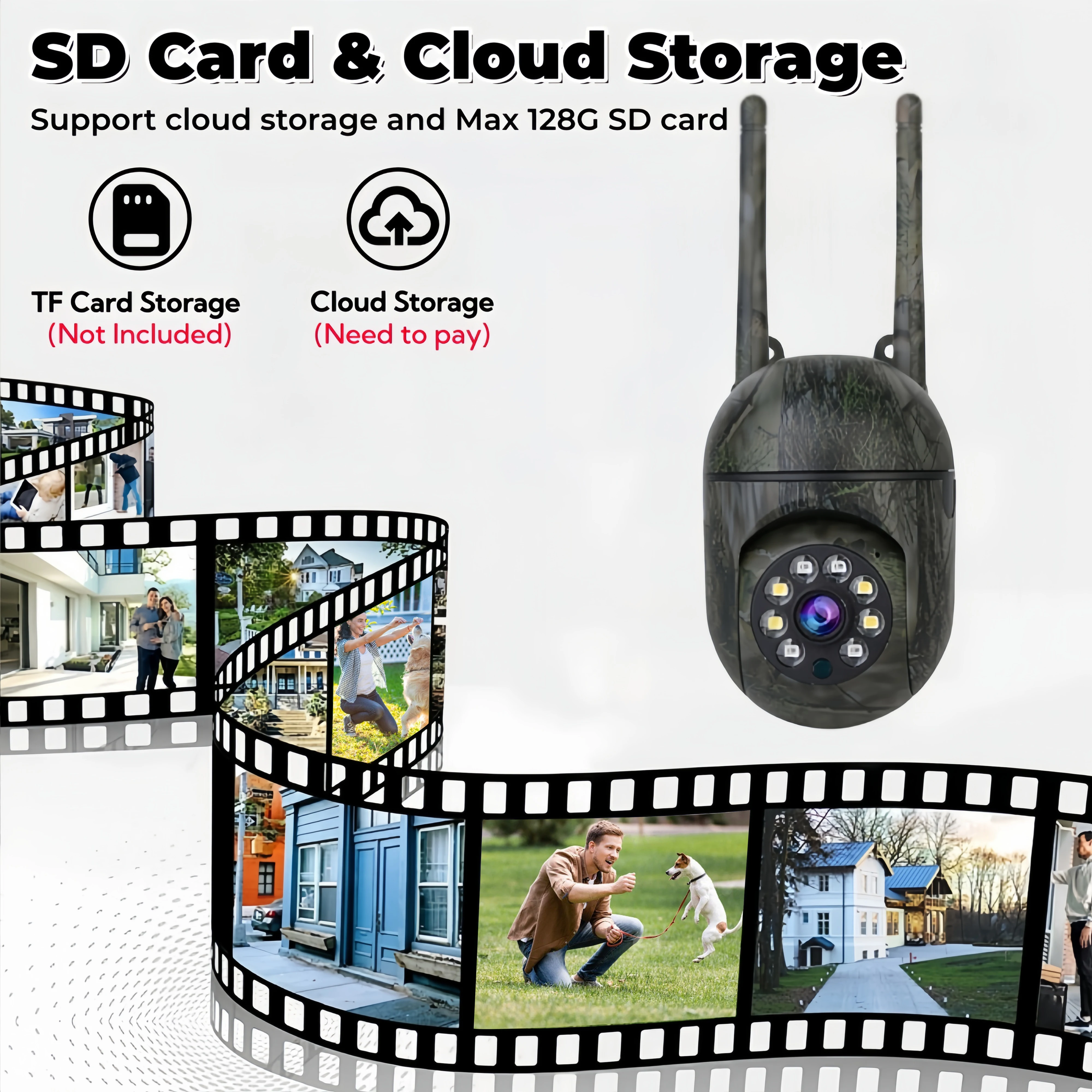 Intelligent Spherical Security Camera Color Night Vision Hd Motion Tracking 360°ptz Wireless Indoor Outdoor Monitoring Camera