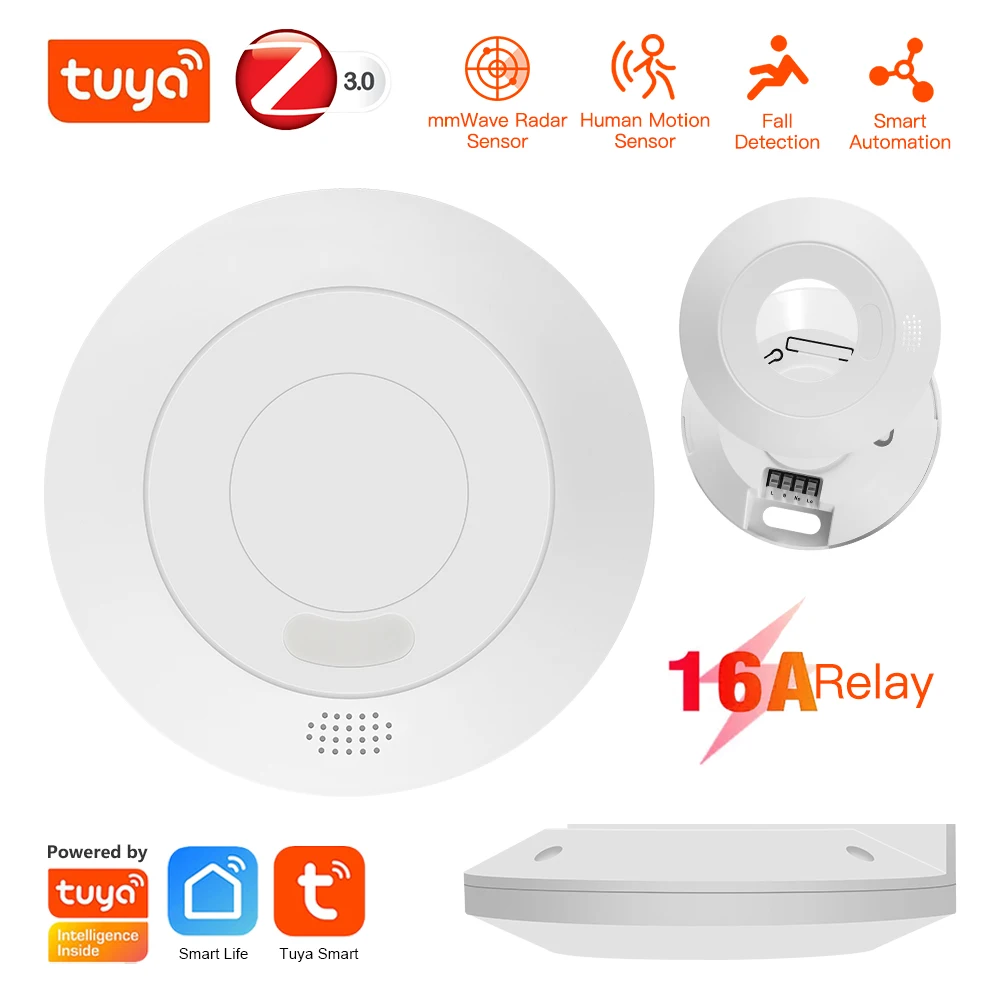 

ZigBee Tuya MmWave Human Presence Motion Sensor Luminance/Distance Detection 110/220V With 16A Relay Smart Life Home Automation